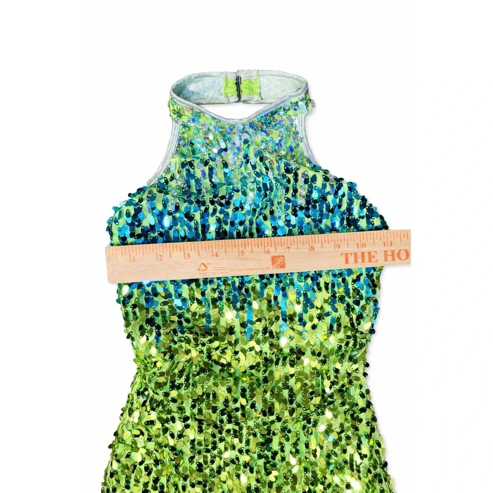 Revolution Dancewear Green Sequin Lyrical Costume Youth Child Smal